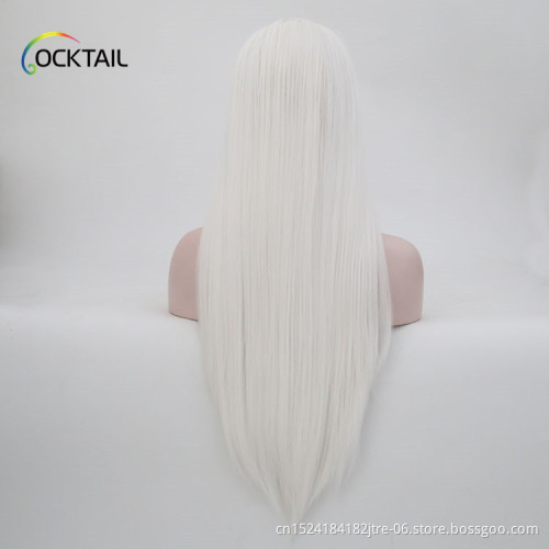 Synthetic high temperature fiber costume party white wig